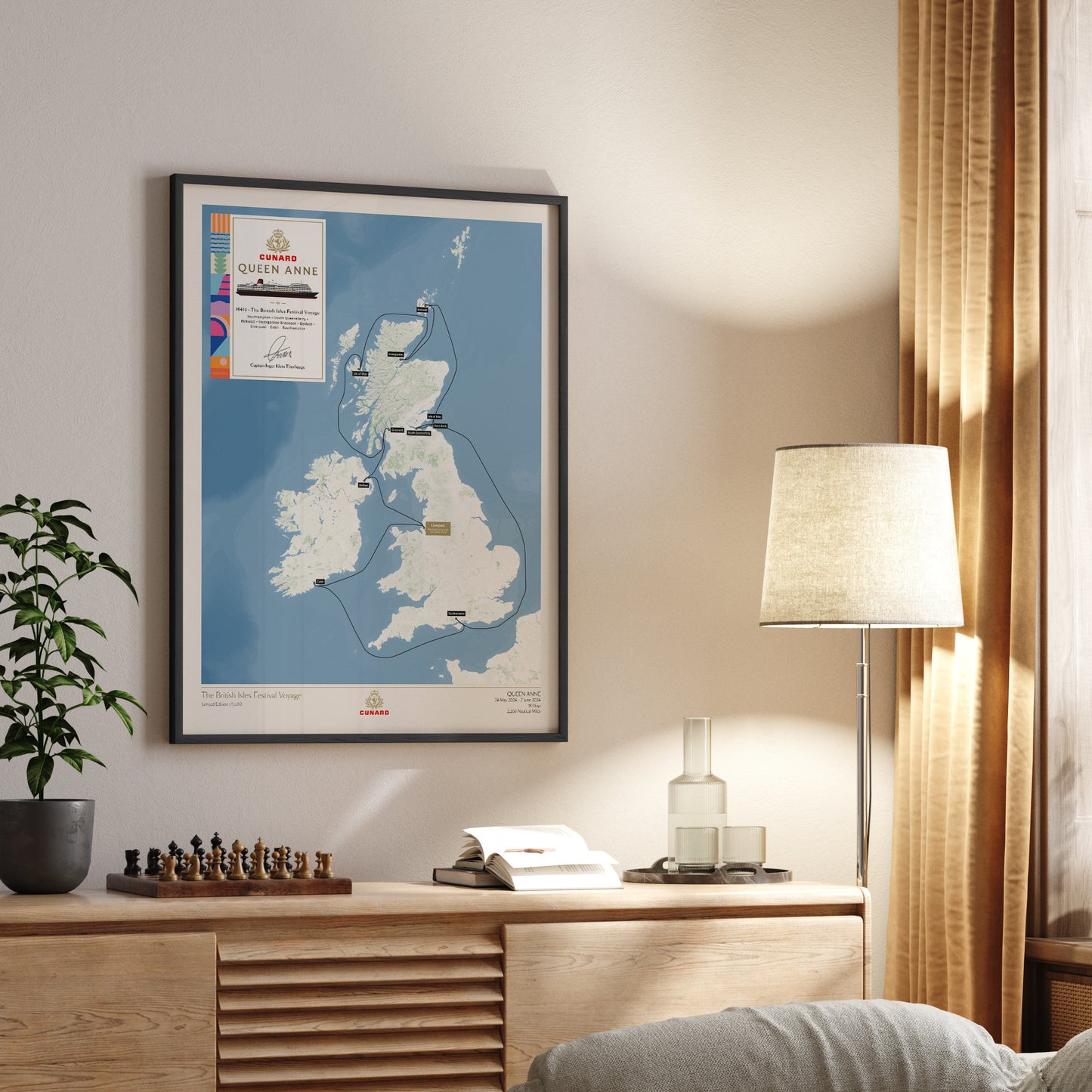 Limited Edition Queen Anne British Isles Festival Voyage Map