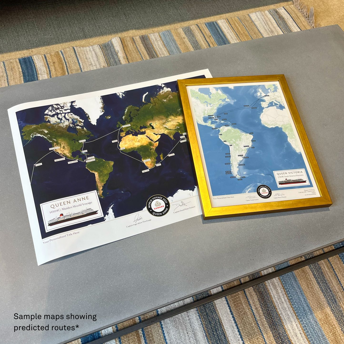 Special Edition Map of Queen Anne's maiden World Voyage - Satellite