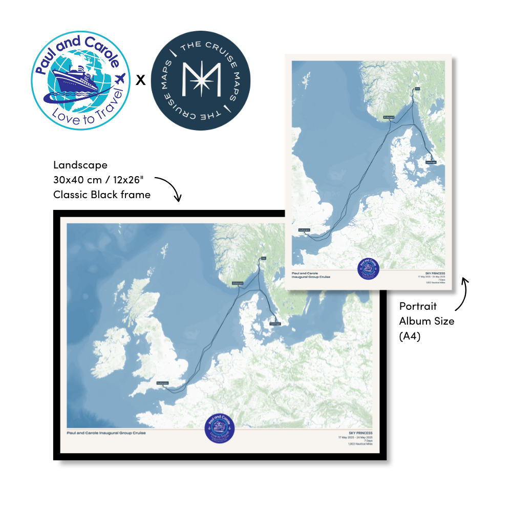 Paul and Carole Inaugural Group Cruise Map (Sky Princess 2025)