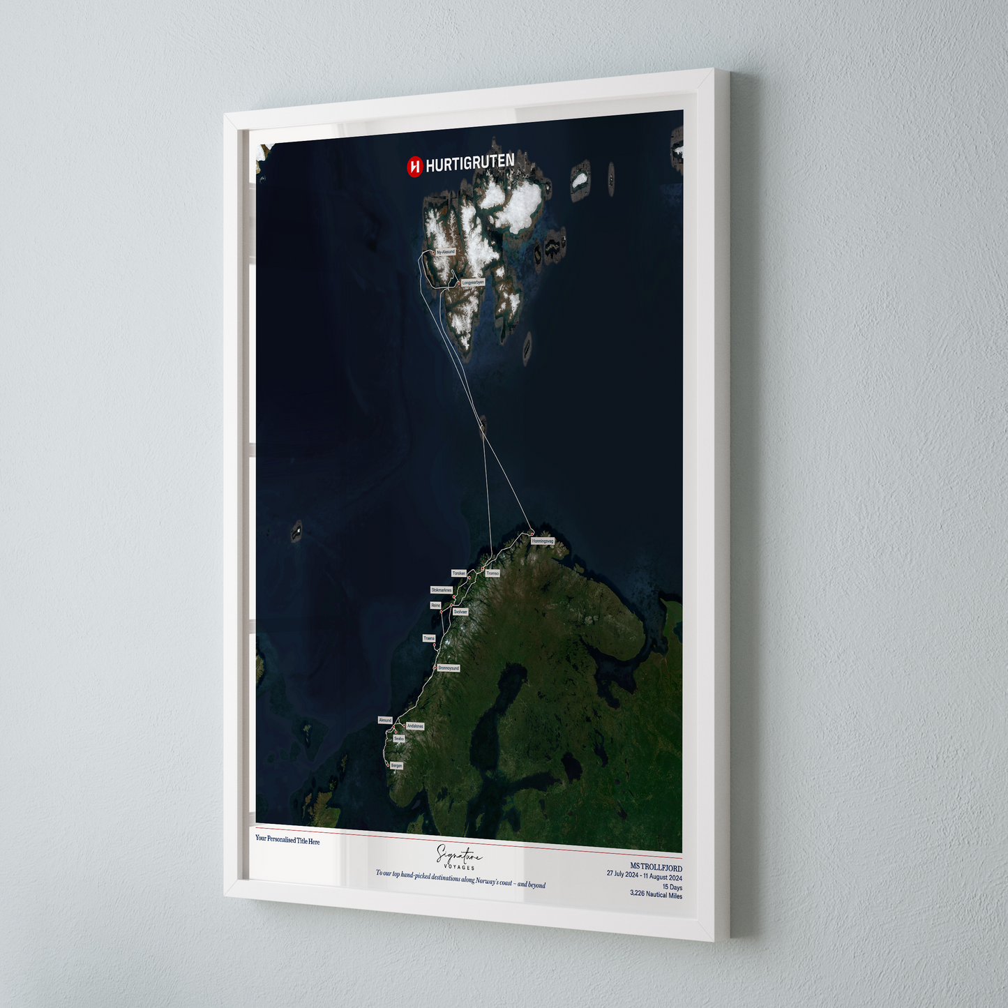 Hurtigruten Cruise Map - Satellite