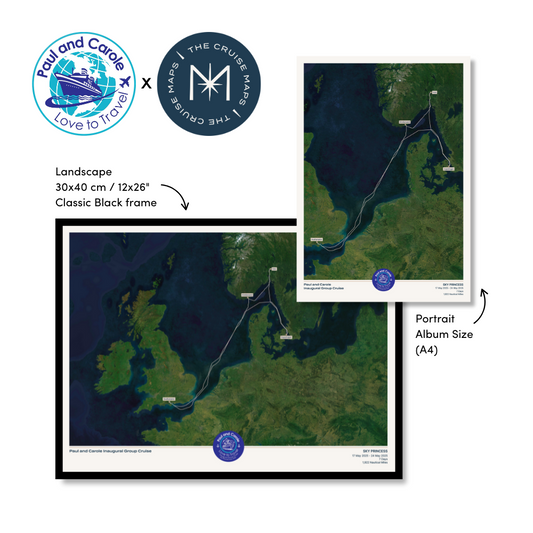 Paul and Carole Inaugural Group Cruise Map (Sky Princess 2025) - Satellite
