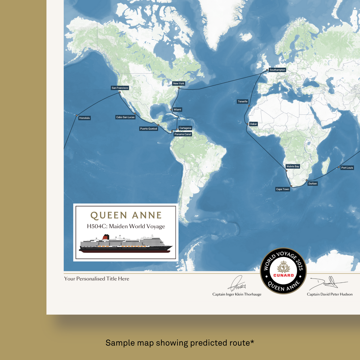 Special Edition Map of Queen Anne's maiden World Voyage