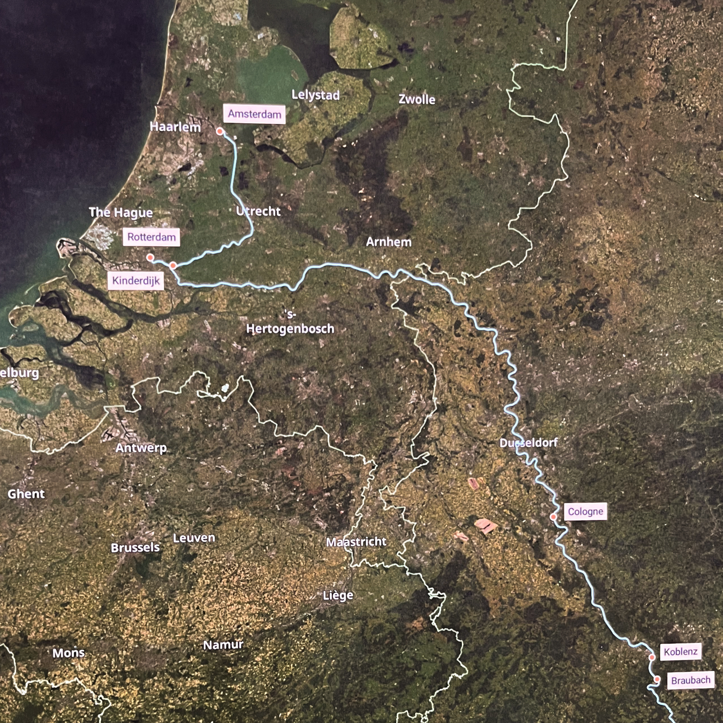Custom River Cruise Album Map - Satellite
