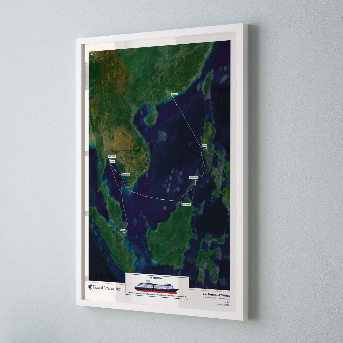 Holland America Cruise Map - Satellite