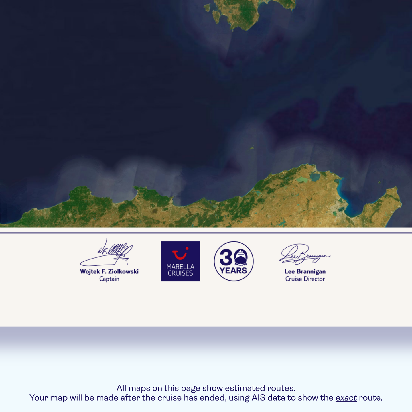 Marella 30th Birthday Special Edition Cruise Maps - Satellite