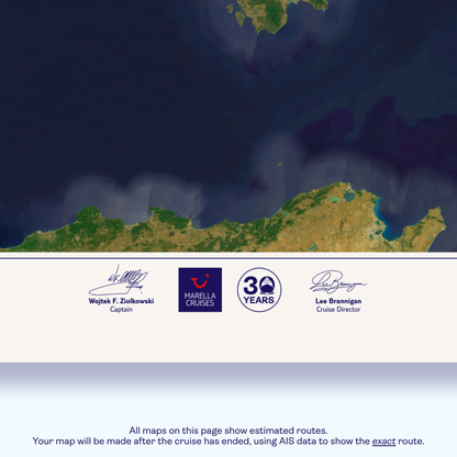 Marella 30th Birthday Special Edition Cruise Maps - Satellite