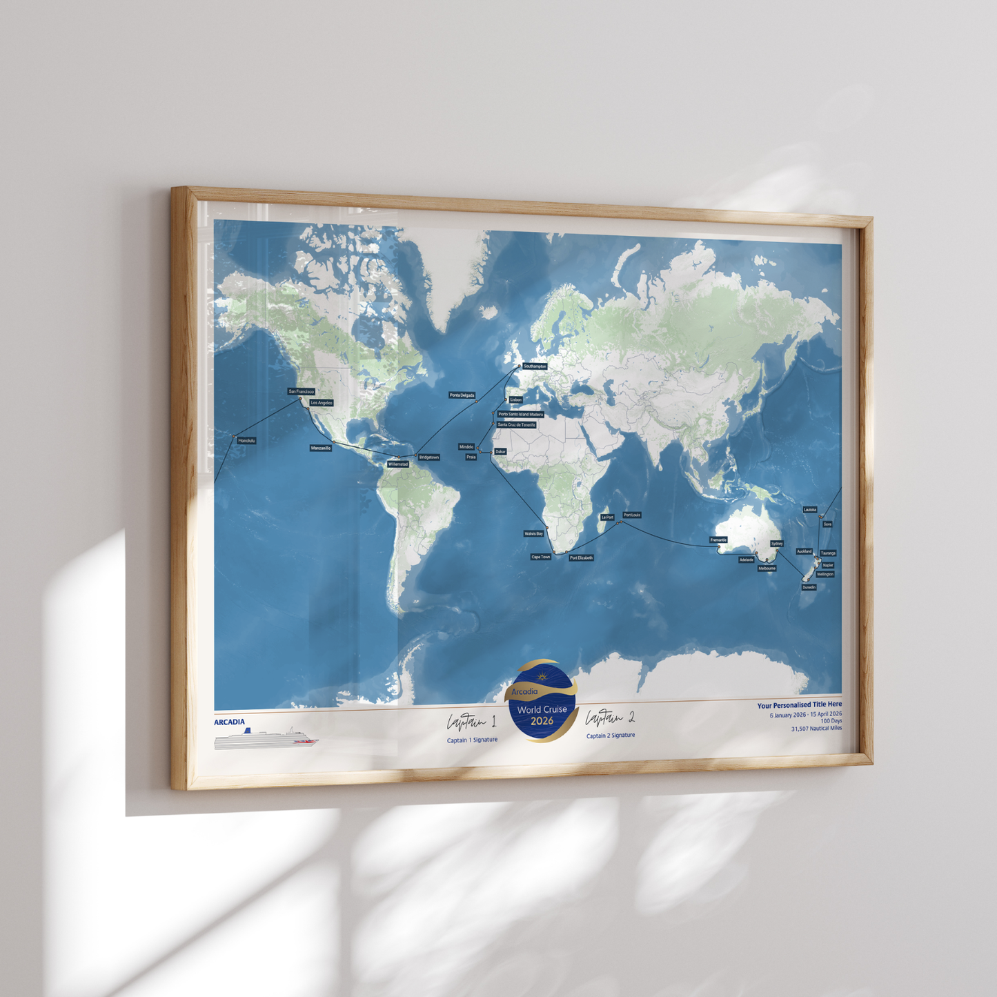 Special Edition Map of Arcadia's World Cruise 2026