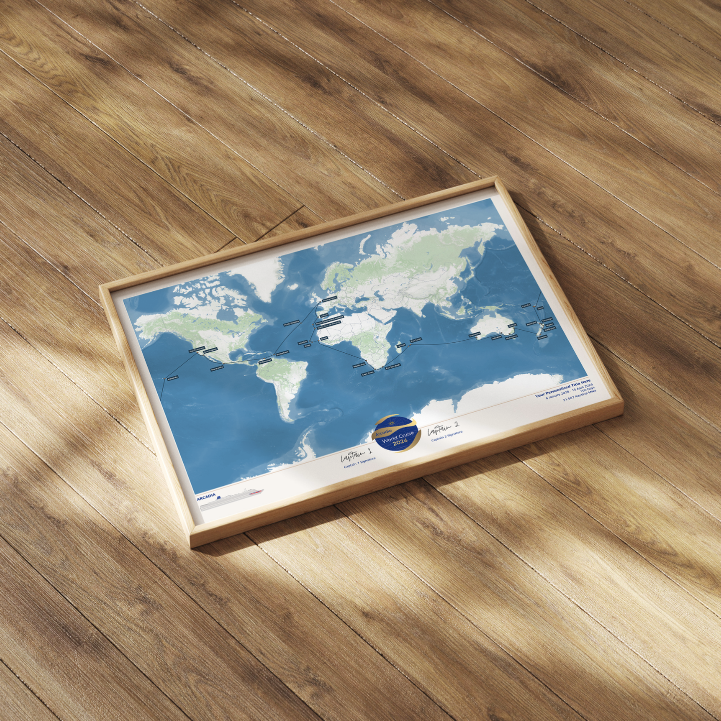 Special Edition Map of Arcadia's World Cruise 2026