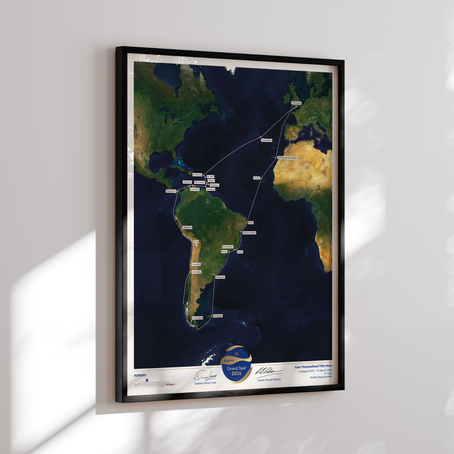 Special Edition Map of Aurora's Grand Tour 2026 - Satellite