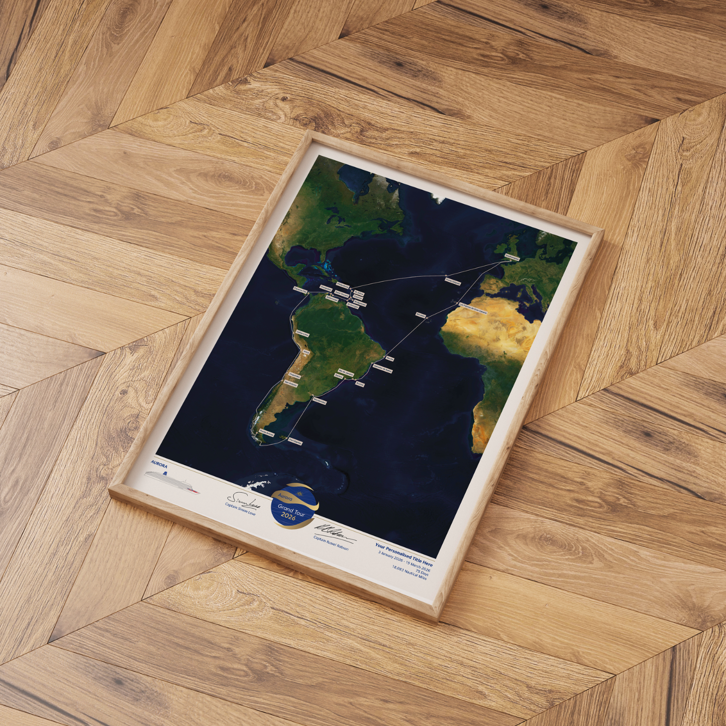 Special Edition Map of Aurora's Grand Tour 2026 - Satellite