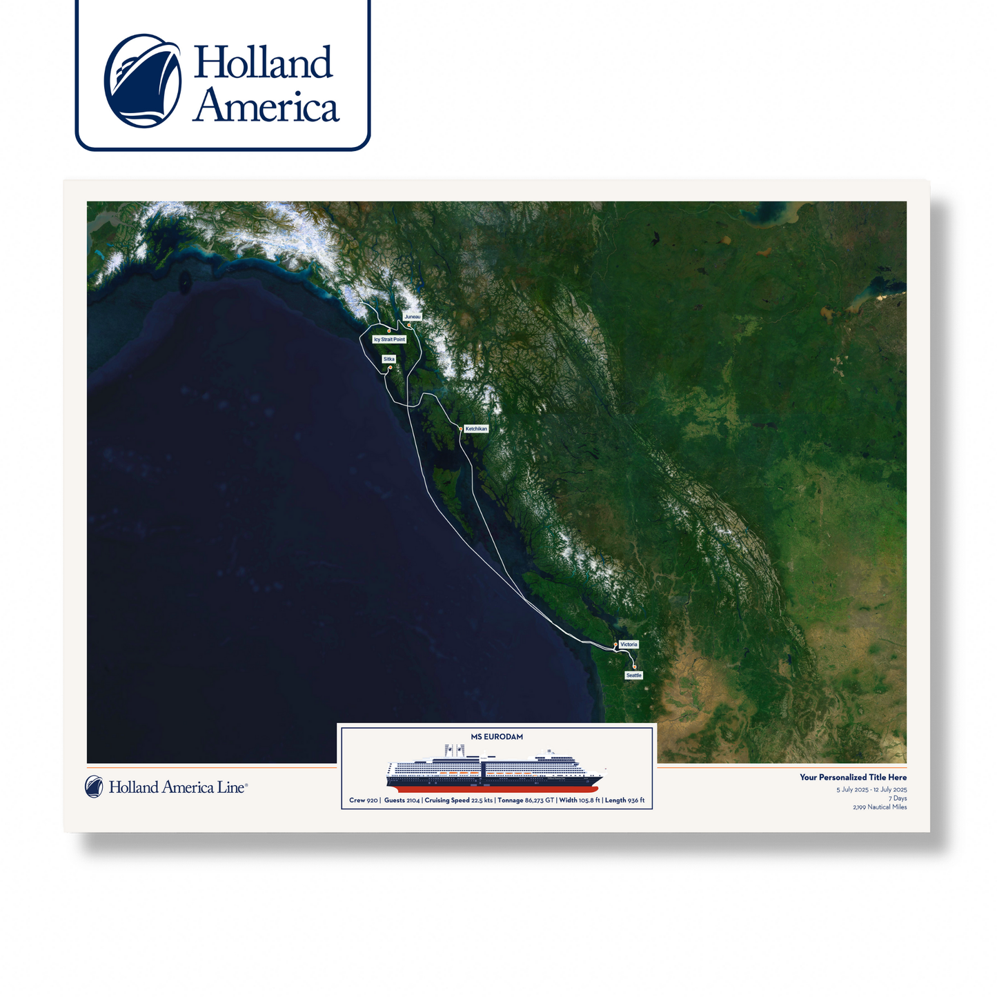 Holland America Cruise Map - Satellite