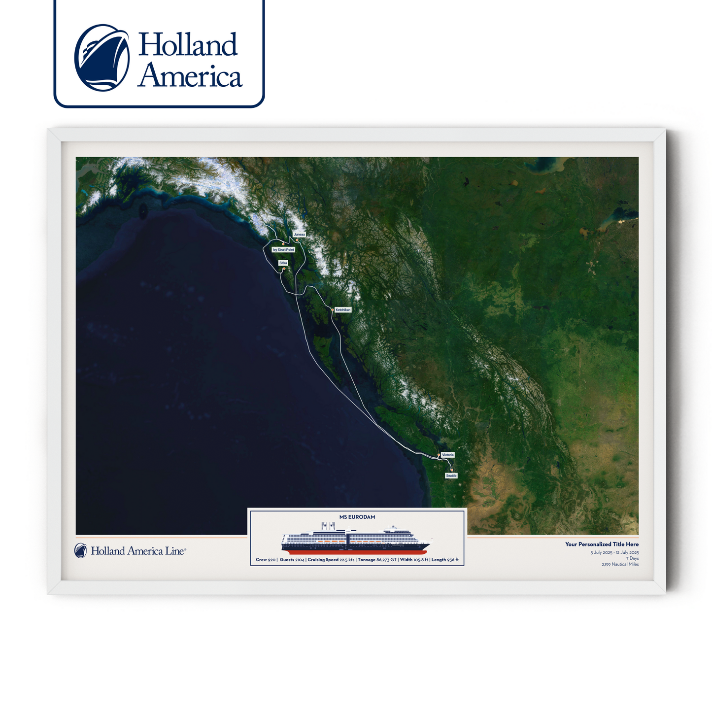 Holland America Cruise Map - Satellite