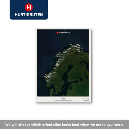 Hurtigruten Cruise Map - Satellite