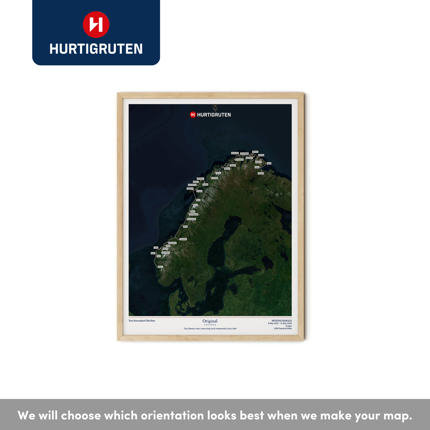 Hurtigruten Cruise Map - Satellite