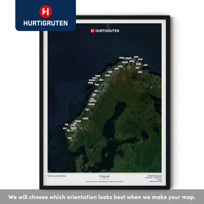 Hurtigruten Cruise Map - Satellite