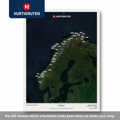 Hurtigruten Cruise Map - Satellite