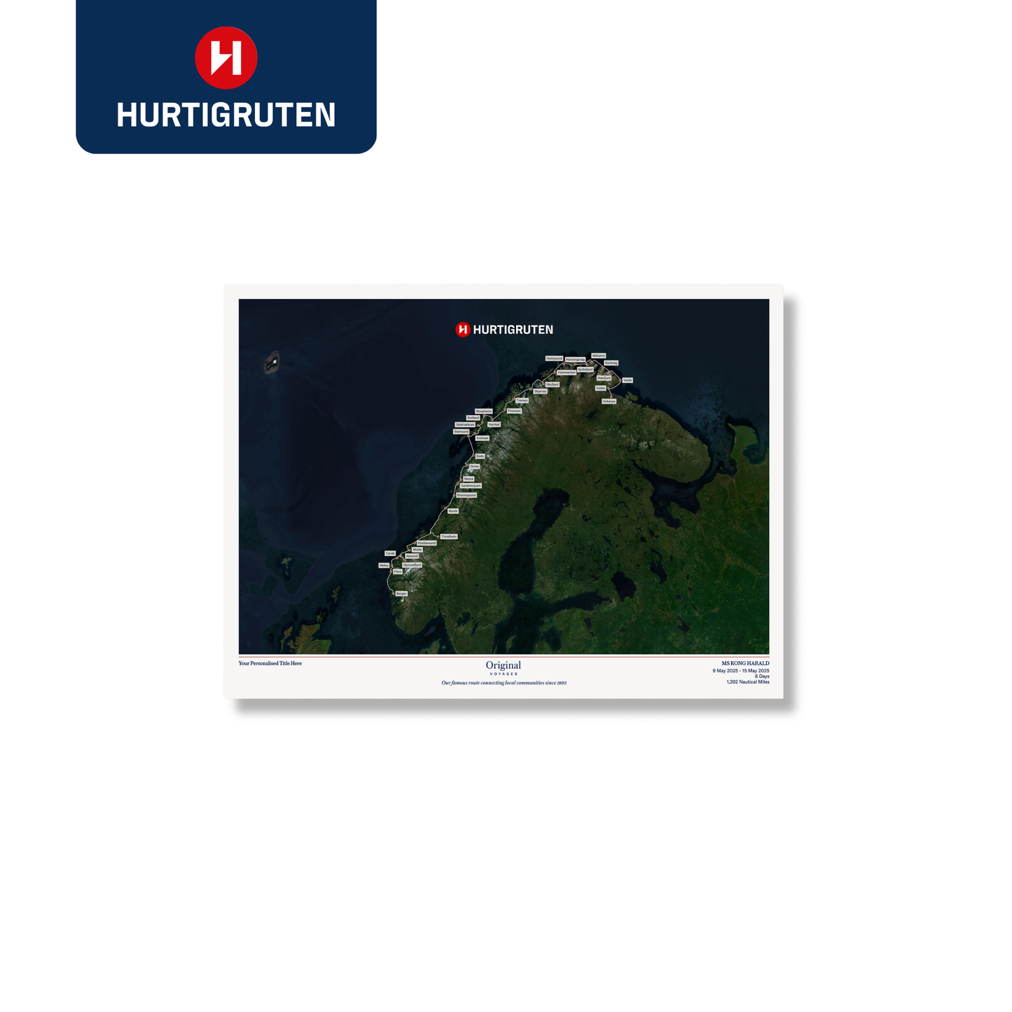 Hurtigruten Cruise Map - Satellite