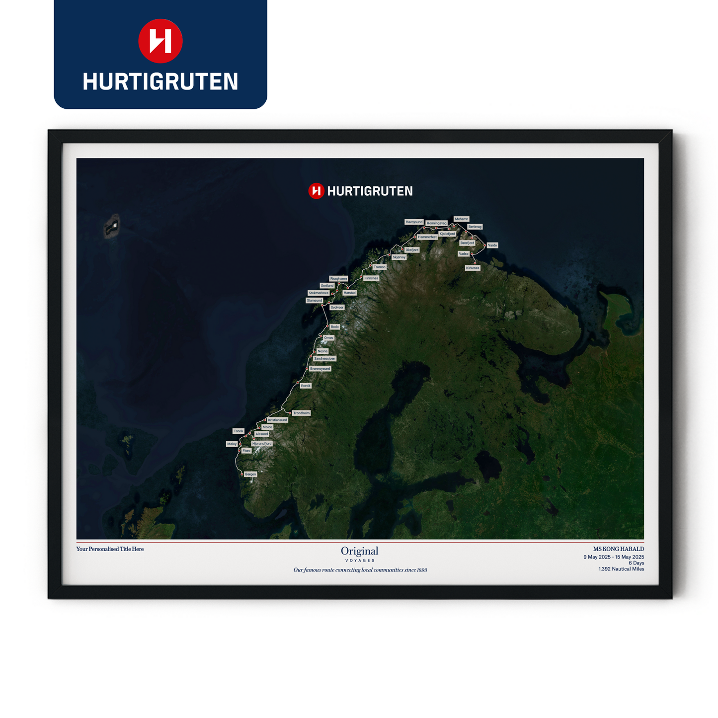 Hurtigruten Cruise Map - Satellite