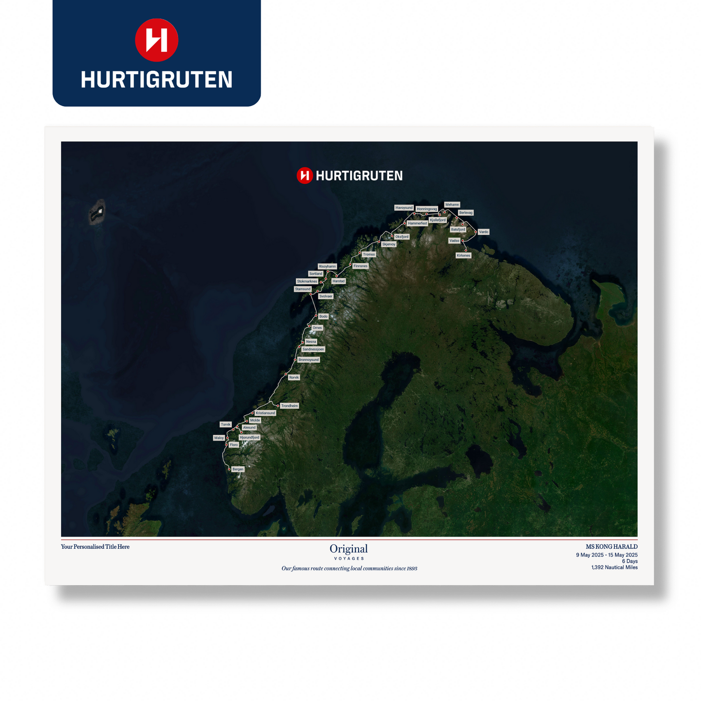 Hurtigruten Cruise Map - Satellite