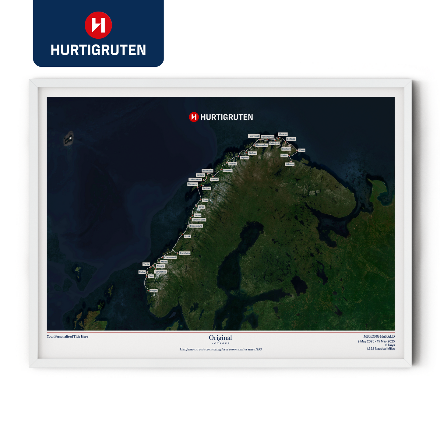 Hurtigruten Cruise Map - Satellite