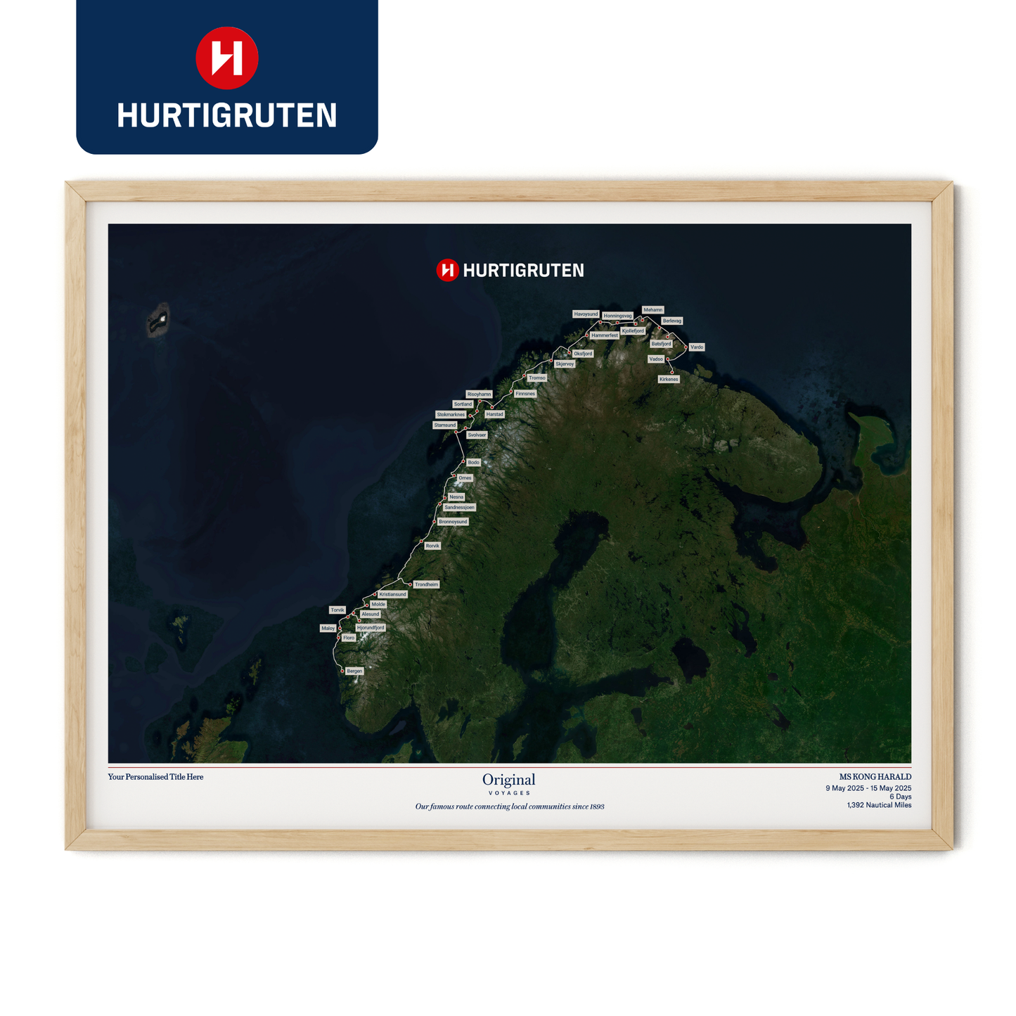 Hurtigruten Cruise Map - Satellite
