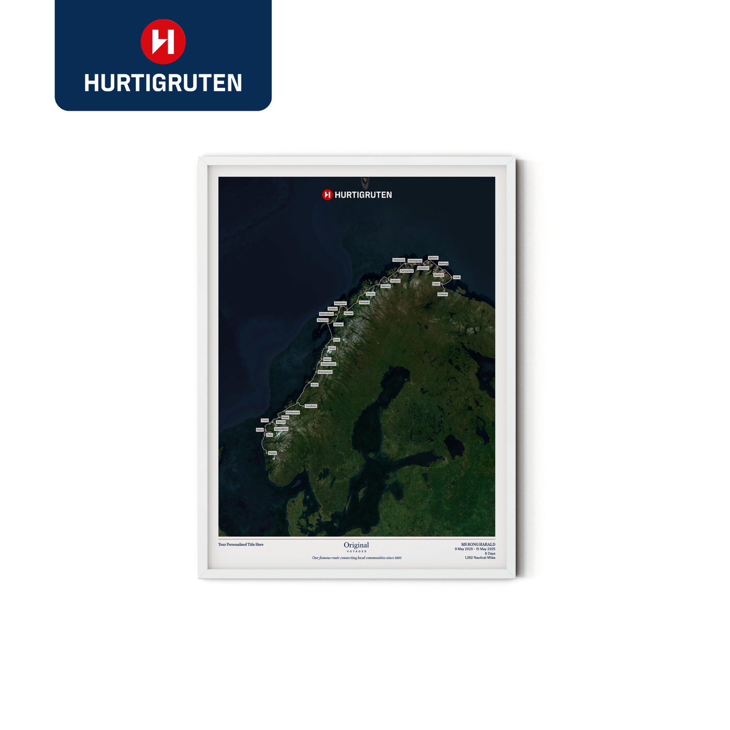 Hurtigruten Cruise Map - Satellite