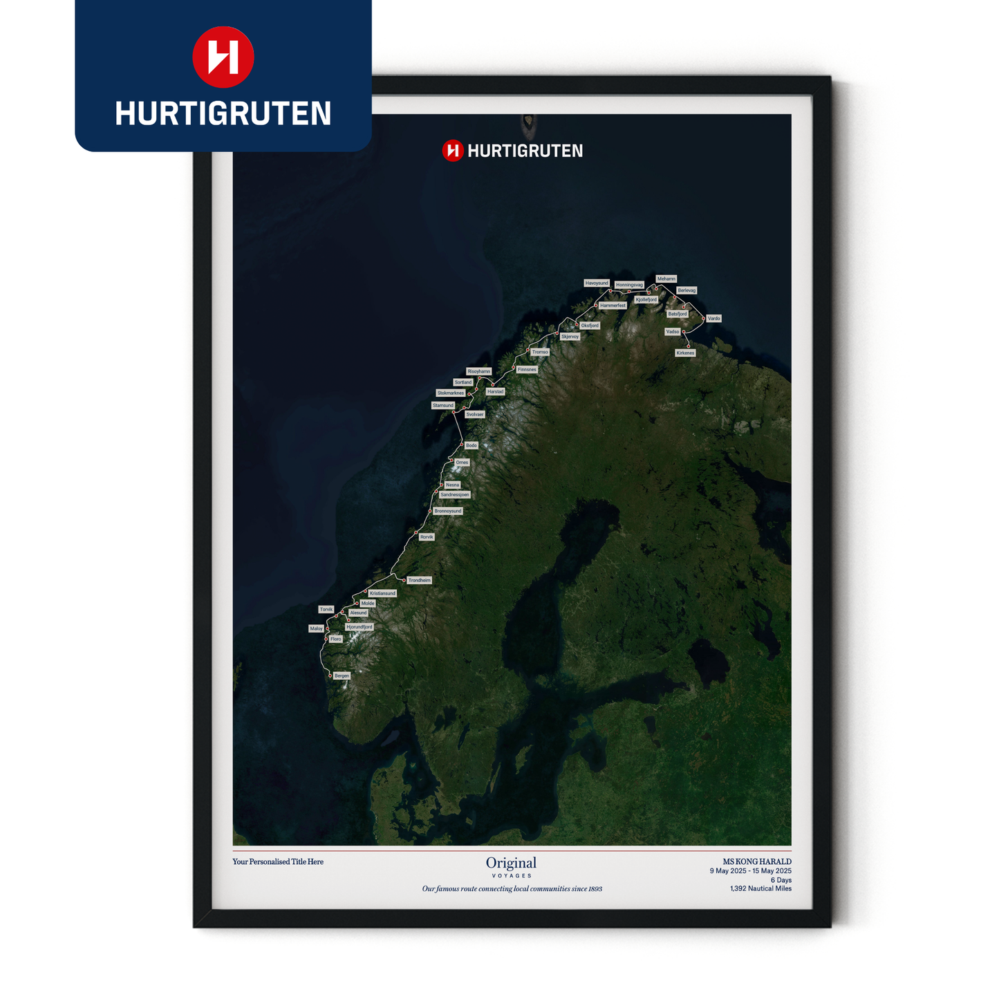 Hurtigruten Cruise Map - Satellite