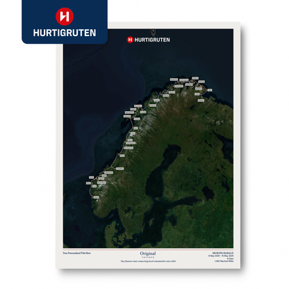 Hurtigruten Cruise Map - Satellite
