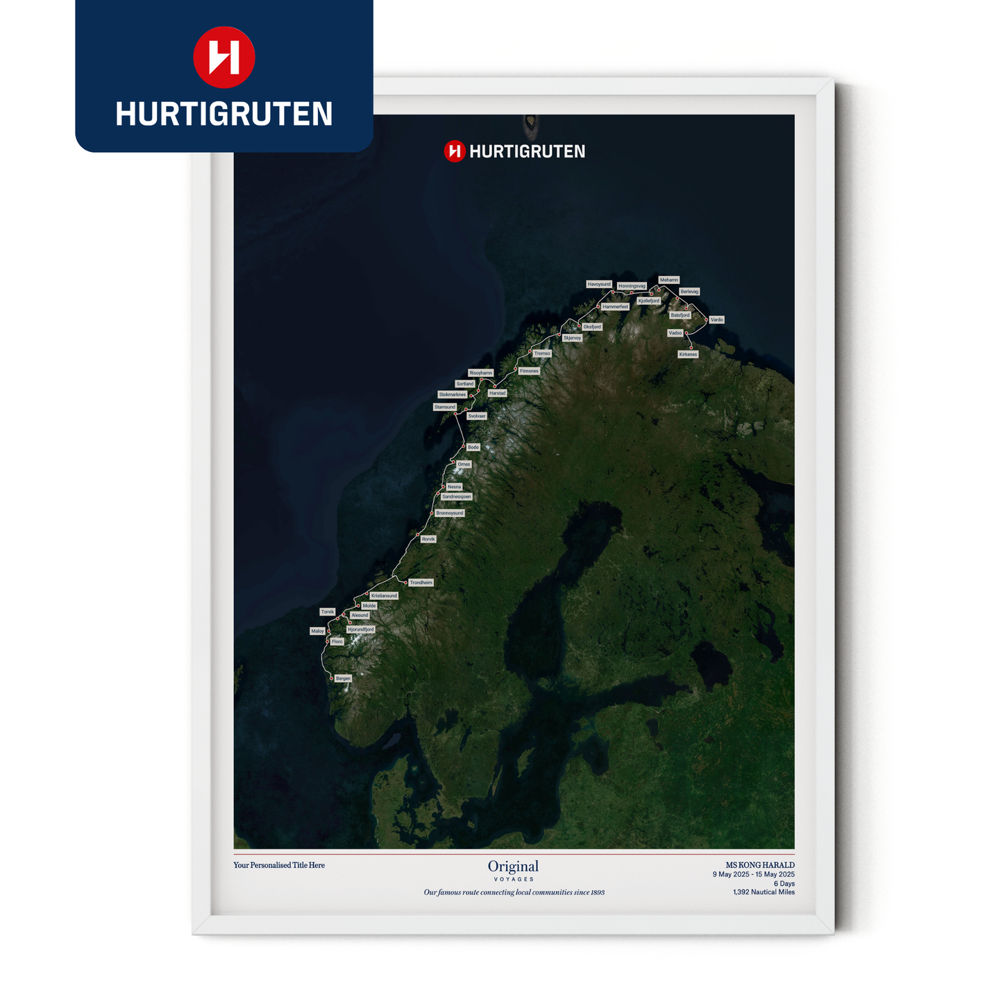 Hurtigruten Cruise Map - Satellite