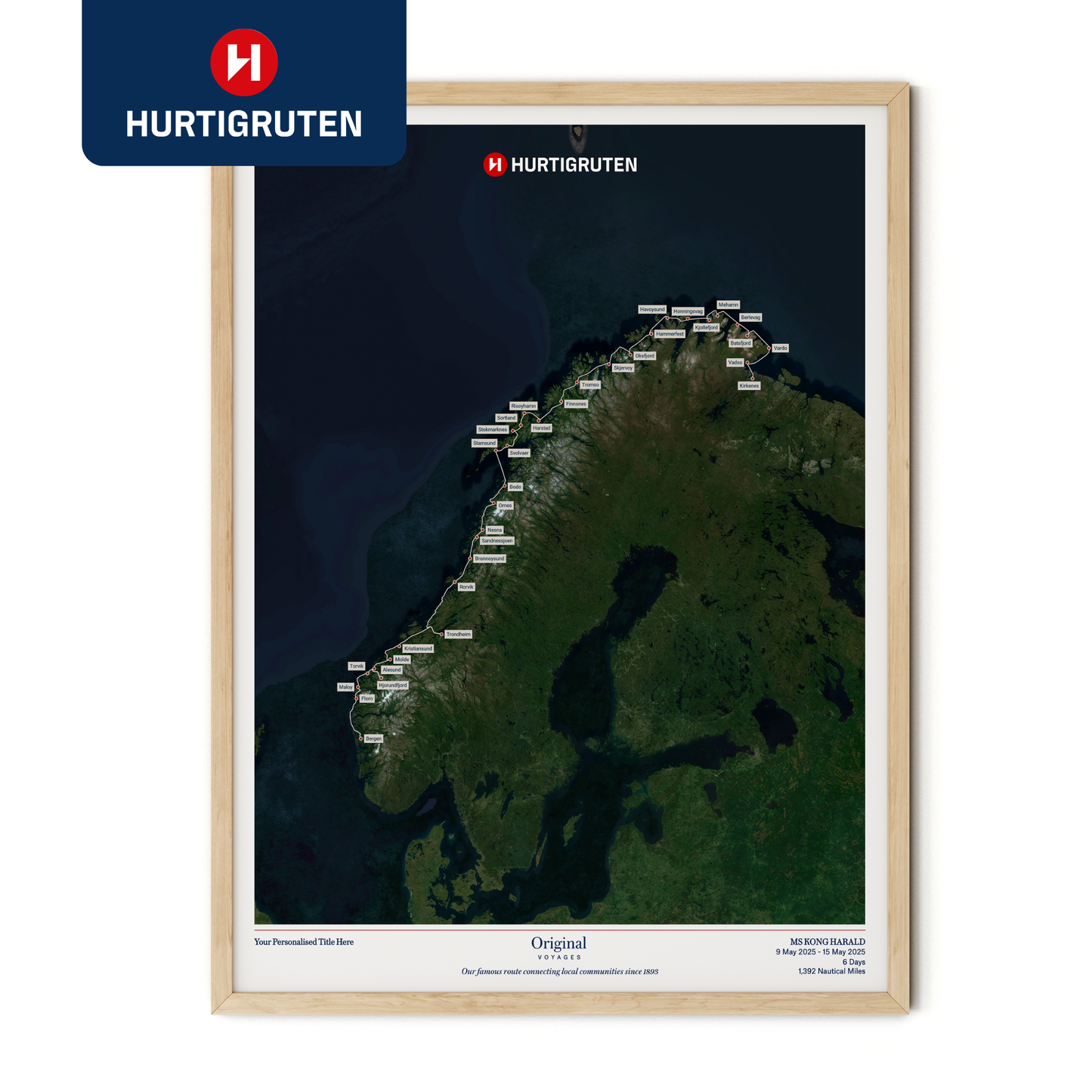 Hurtigruten Cruise Map - Satellite
