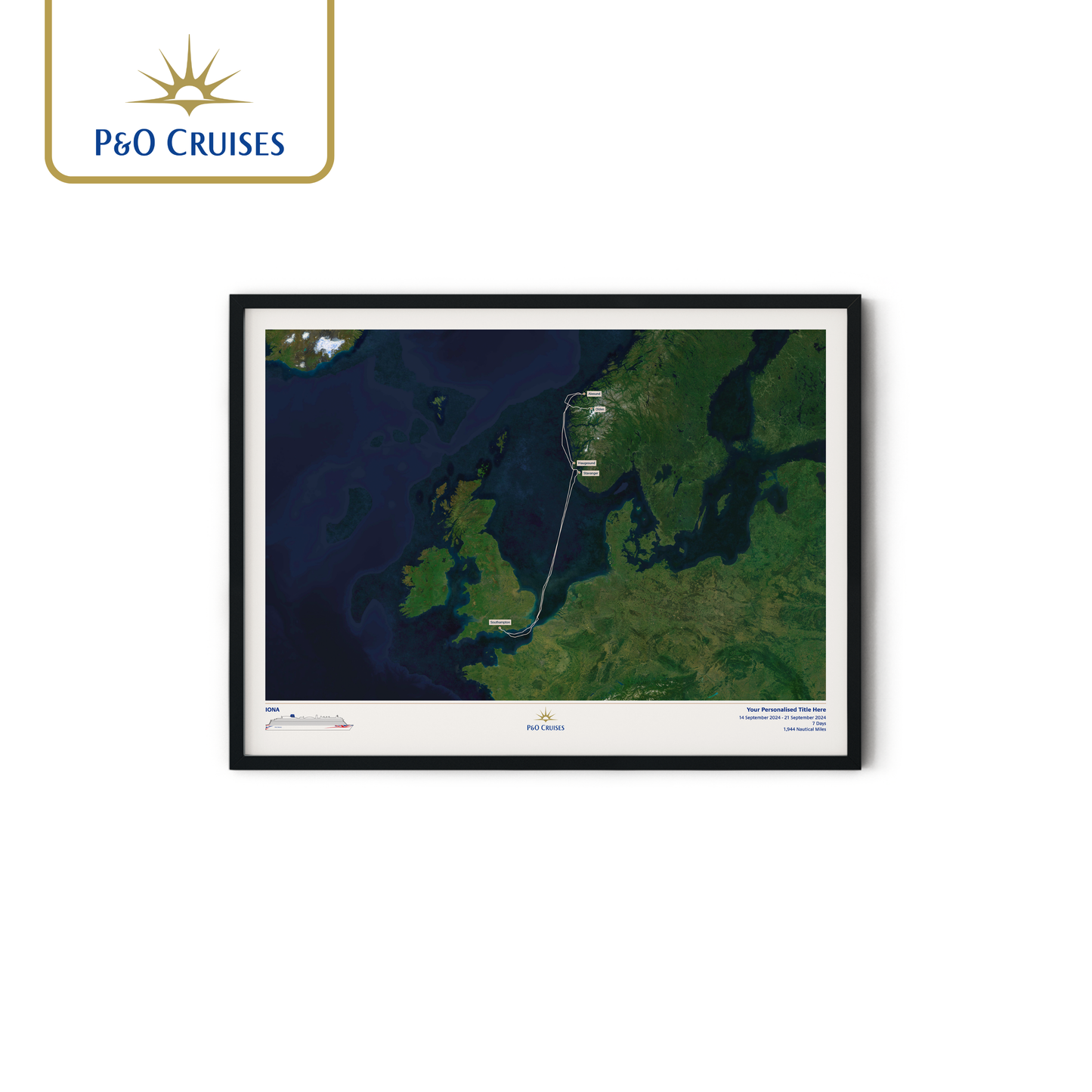 P&O Cruises Custom Cruise Map - Satellite