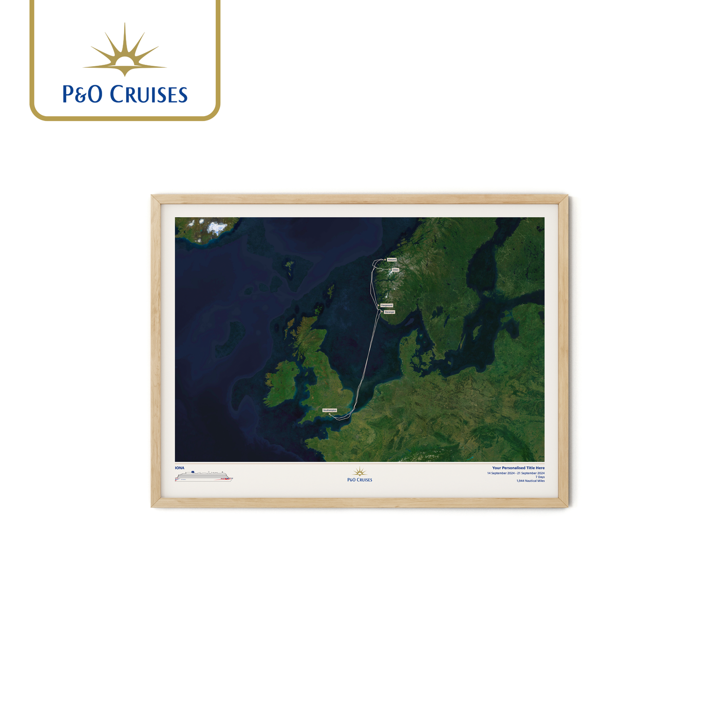 P&O Cruises Custom Cruise Map - Satellite