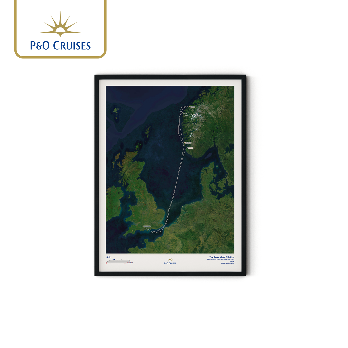 P&O Cruises Custom Cruise Map - Satellite