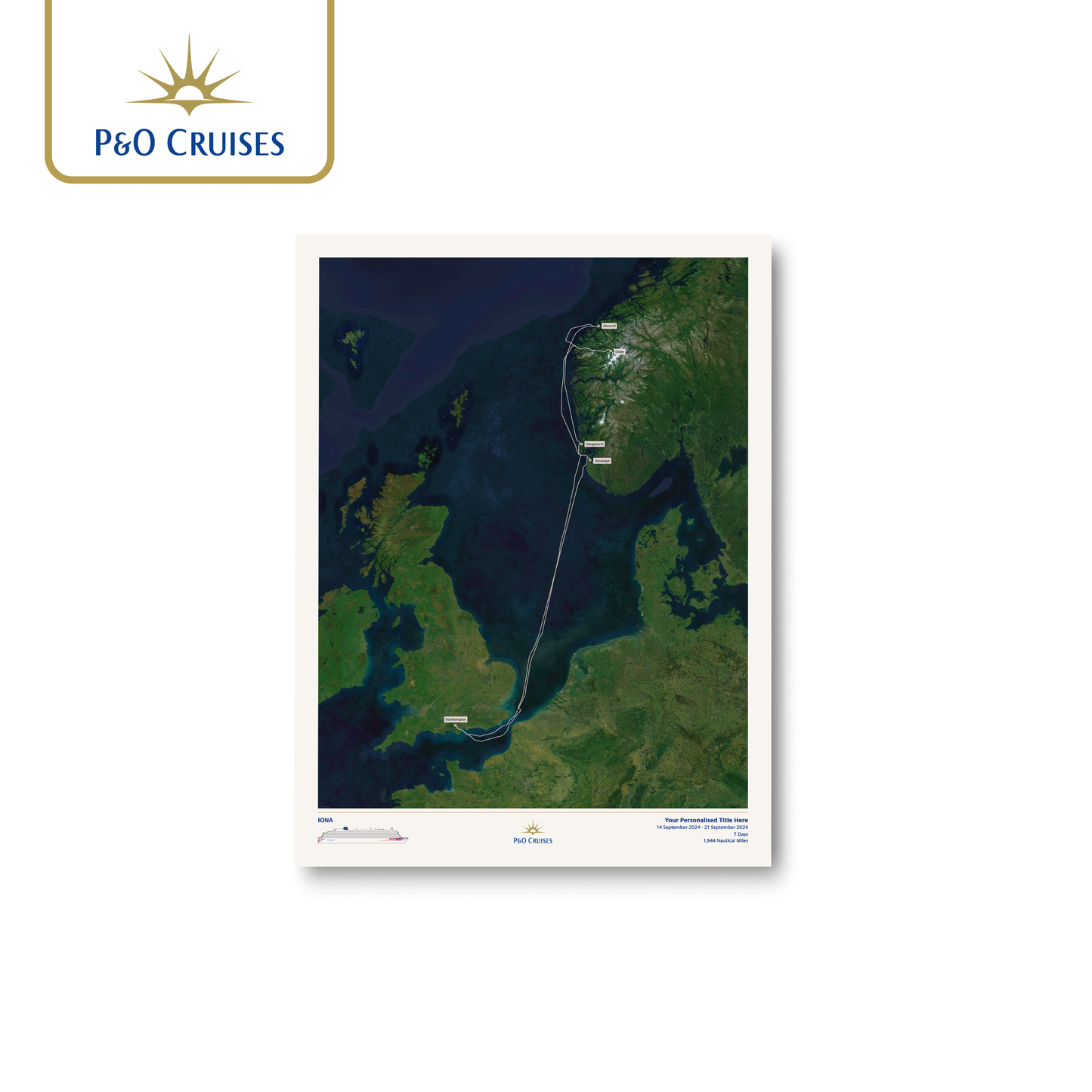 P&O Cruises Custom Cruise Map - Satellite