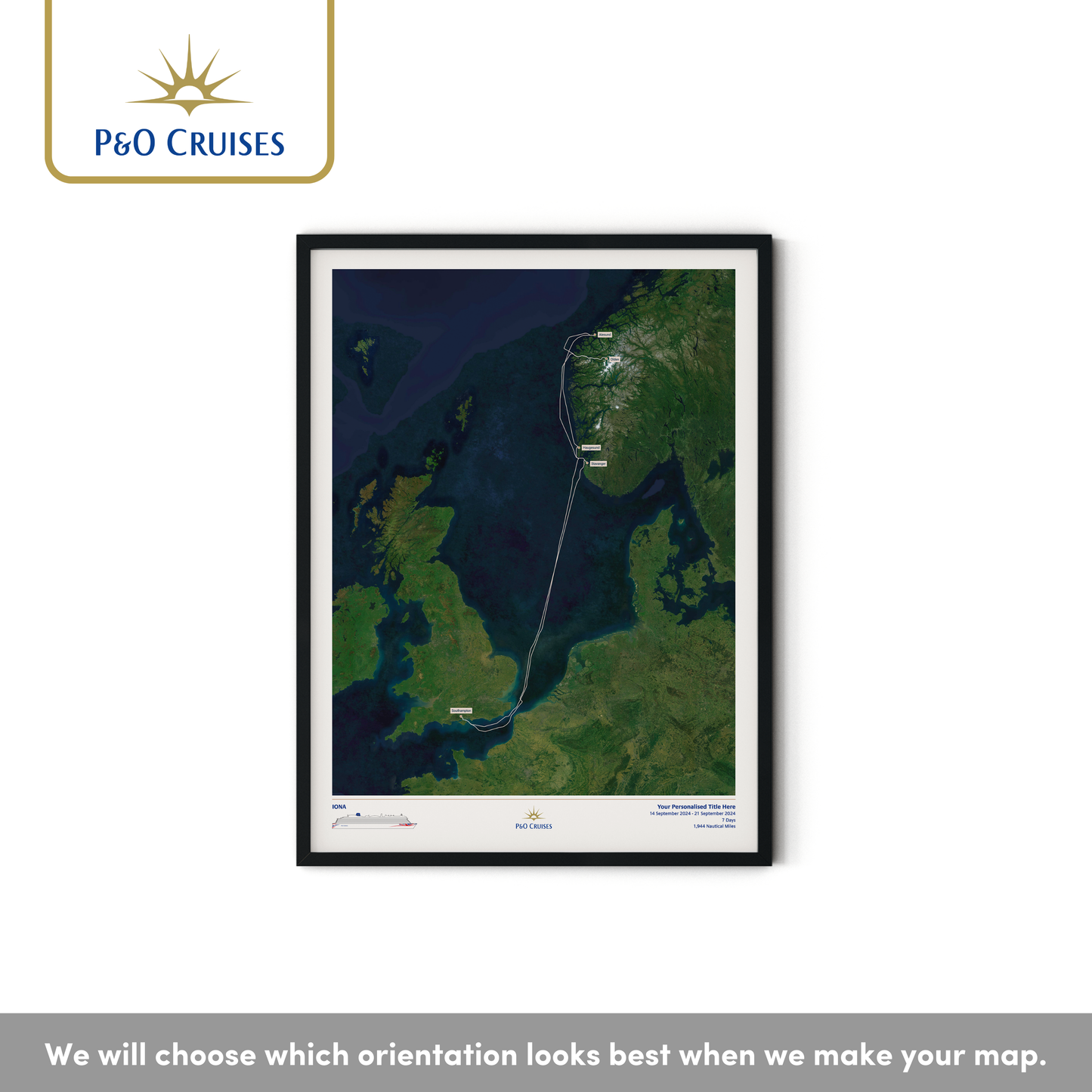 P&O Cruises Custom Cruise Map - Satellite