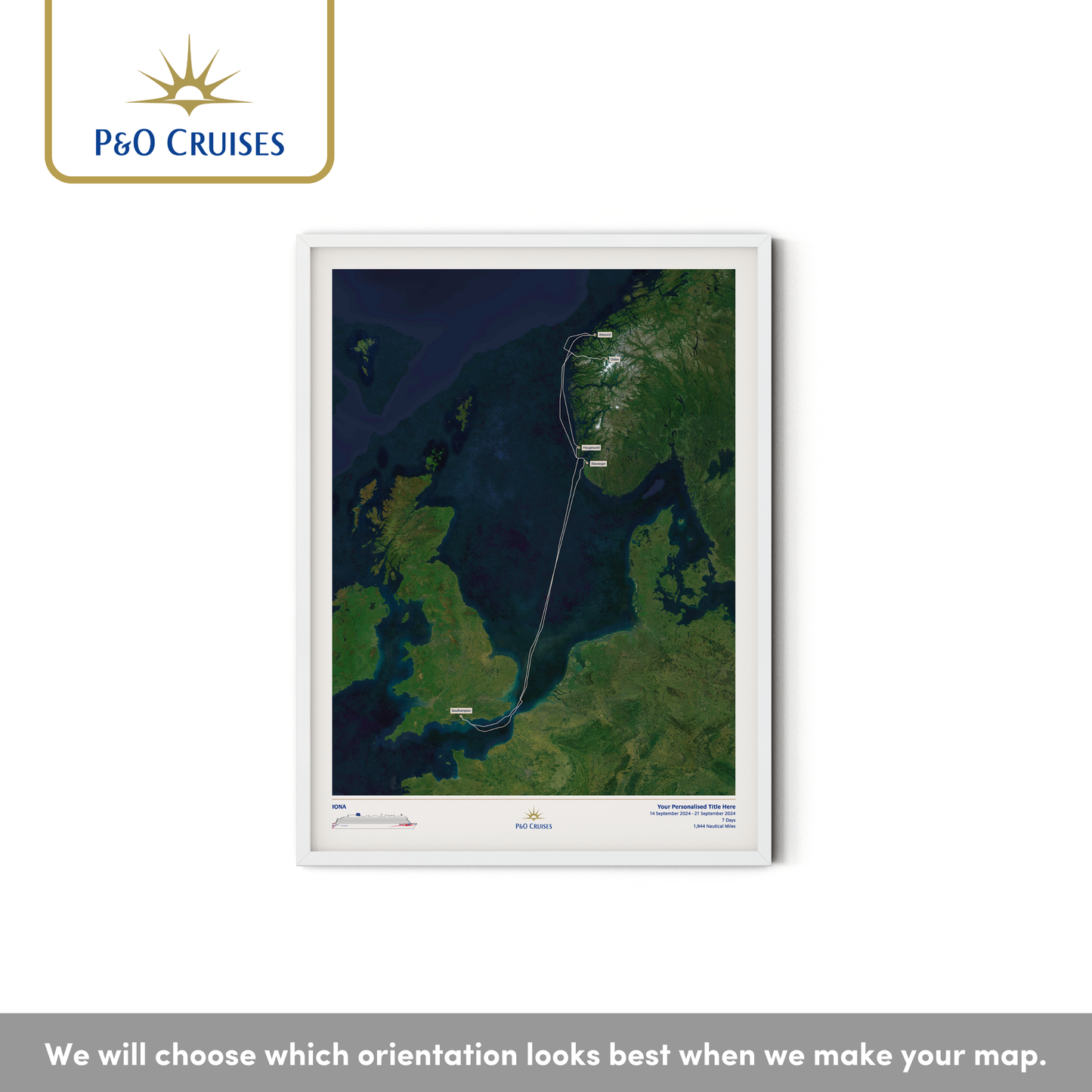 P&O Cruises Custom Cruise Map - Satellite