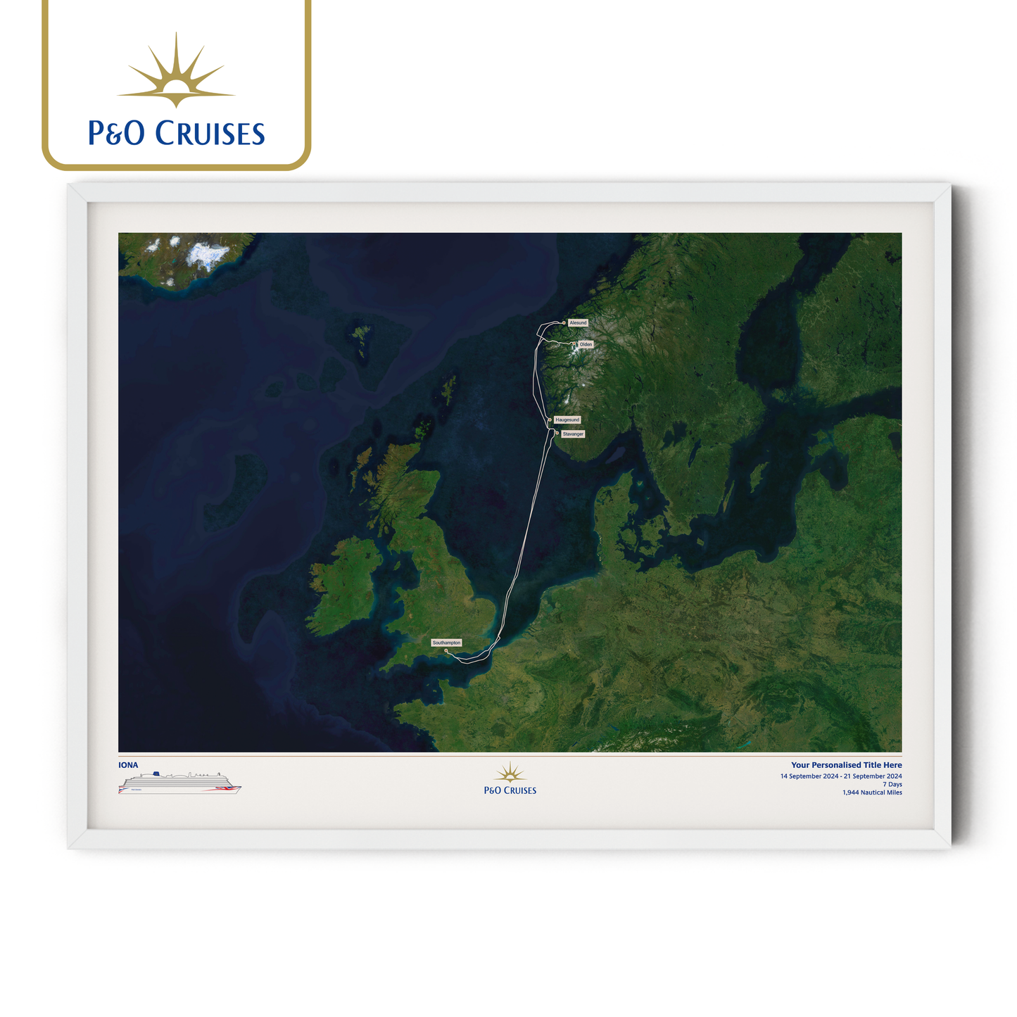 P&O Cruises Custom Cruise Map - Satellite