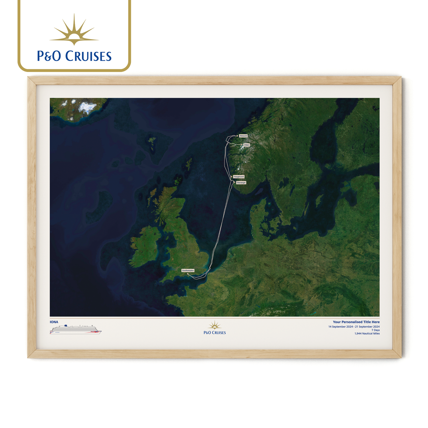 P&O Cruises Custom Cruise Map - Satellite