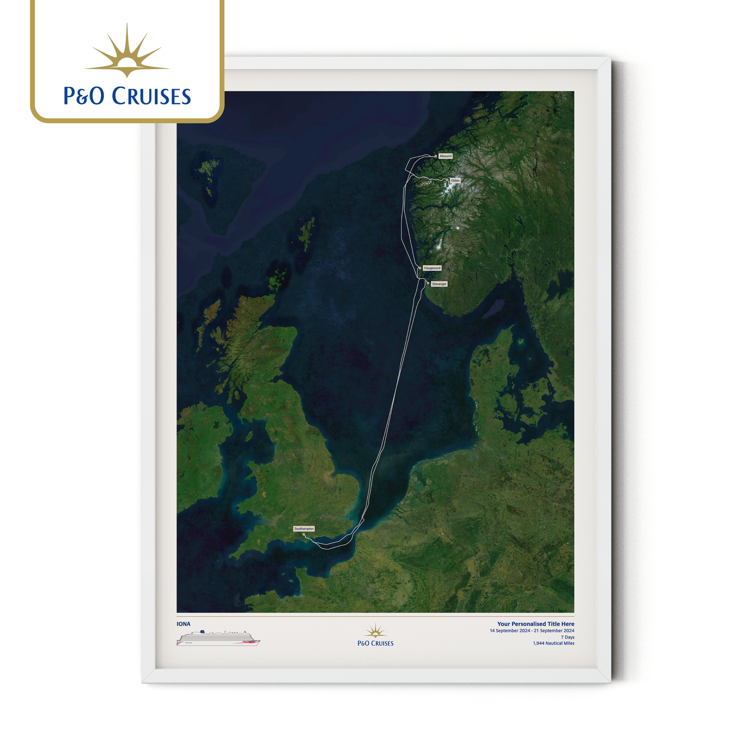 P&O Cruises Custom Cruise Map - Satellite