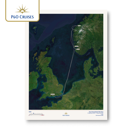 P&O Cruises Custom Cruise Map - Satellite