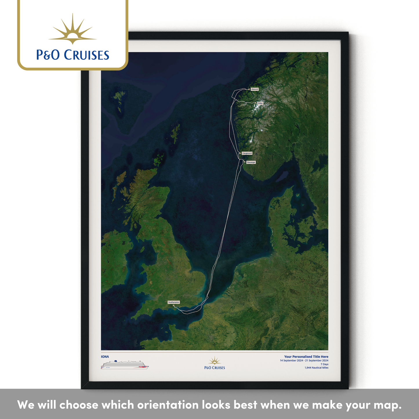 P&O Cruises Custom Cruise Map - Satellite