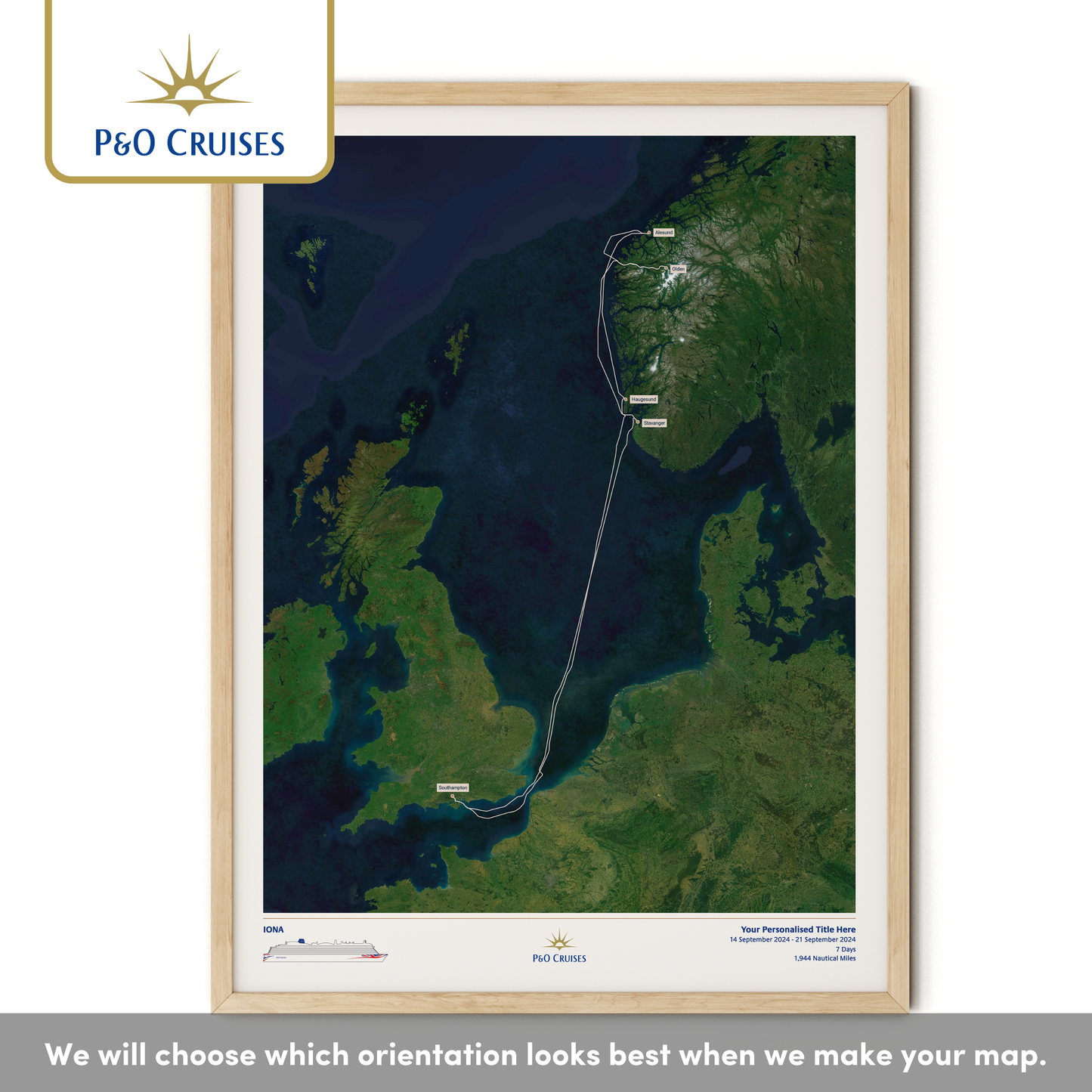 P&O Cruises Custom Cruise Map - Satellite