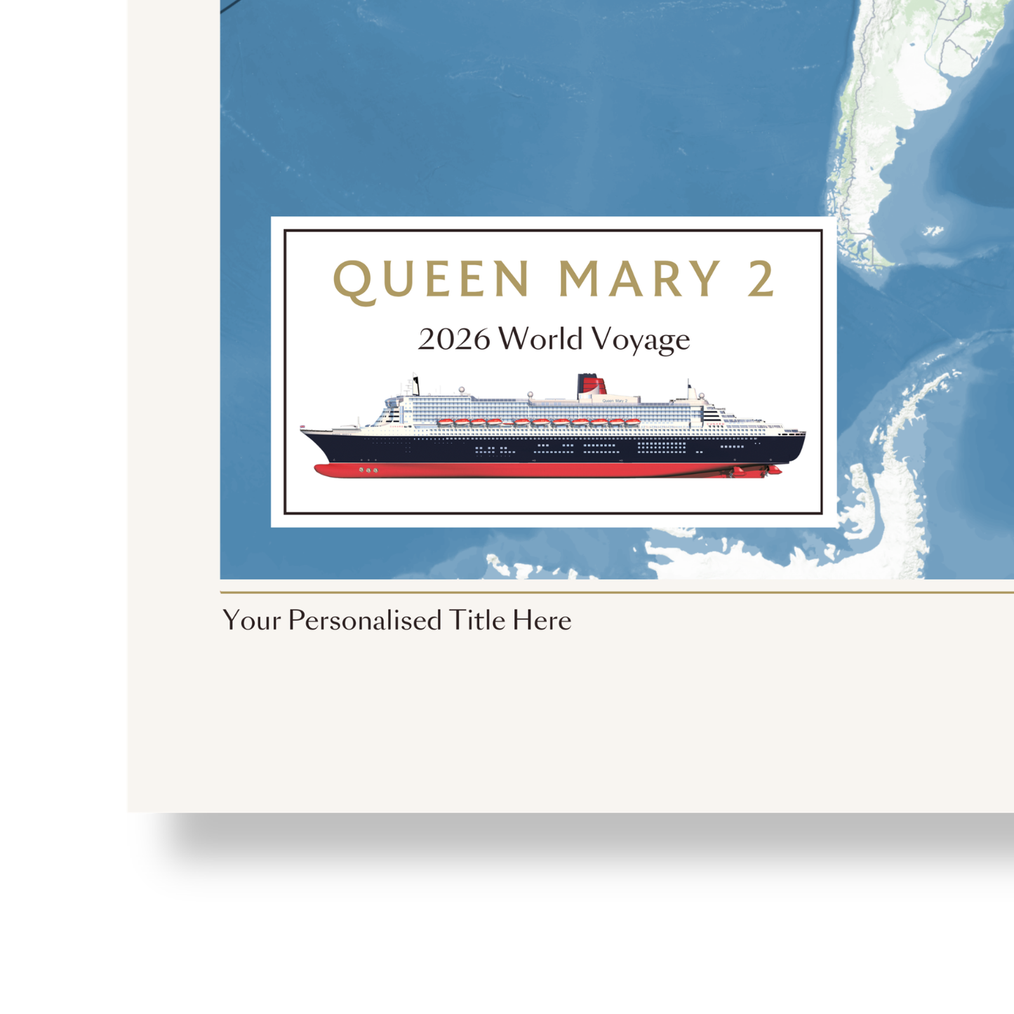 Special Edition Map of Queen Mary 2's World Voyage 2026