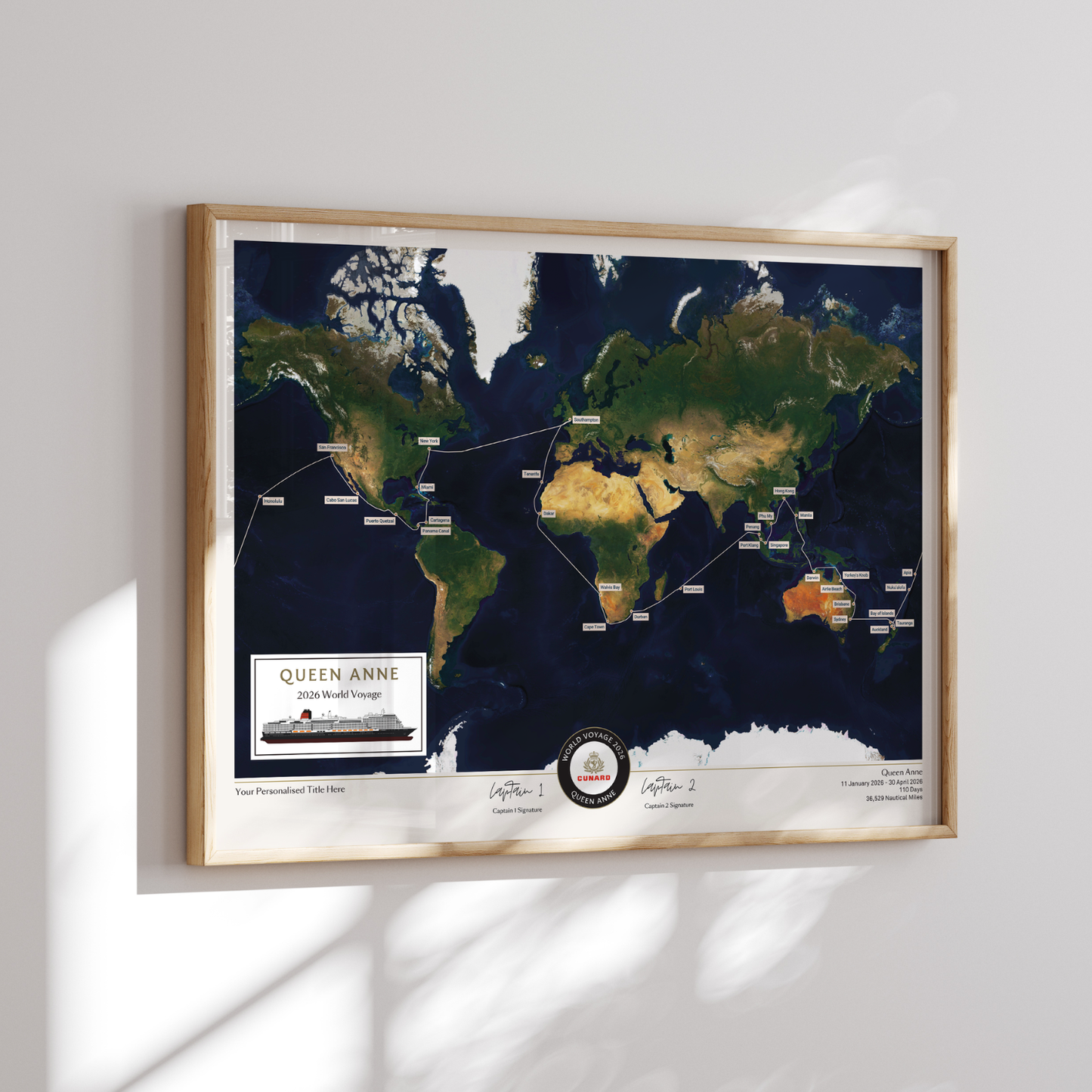 Special Edition Map of Queen Anne's World Voyage 2026 - Satellite