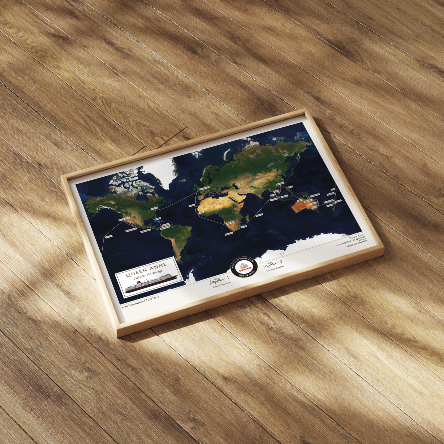 Special Edition Map of Queen Anne's World Voyage 2026 - Satellite
