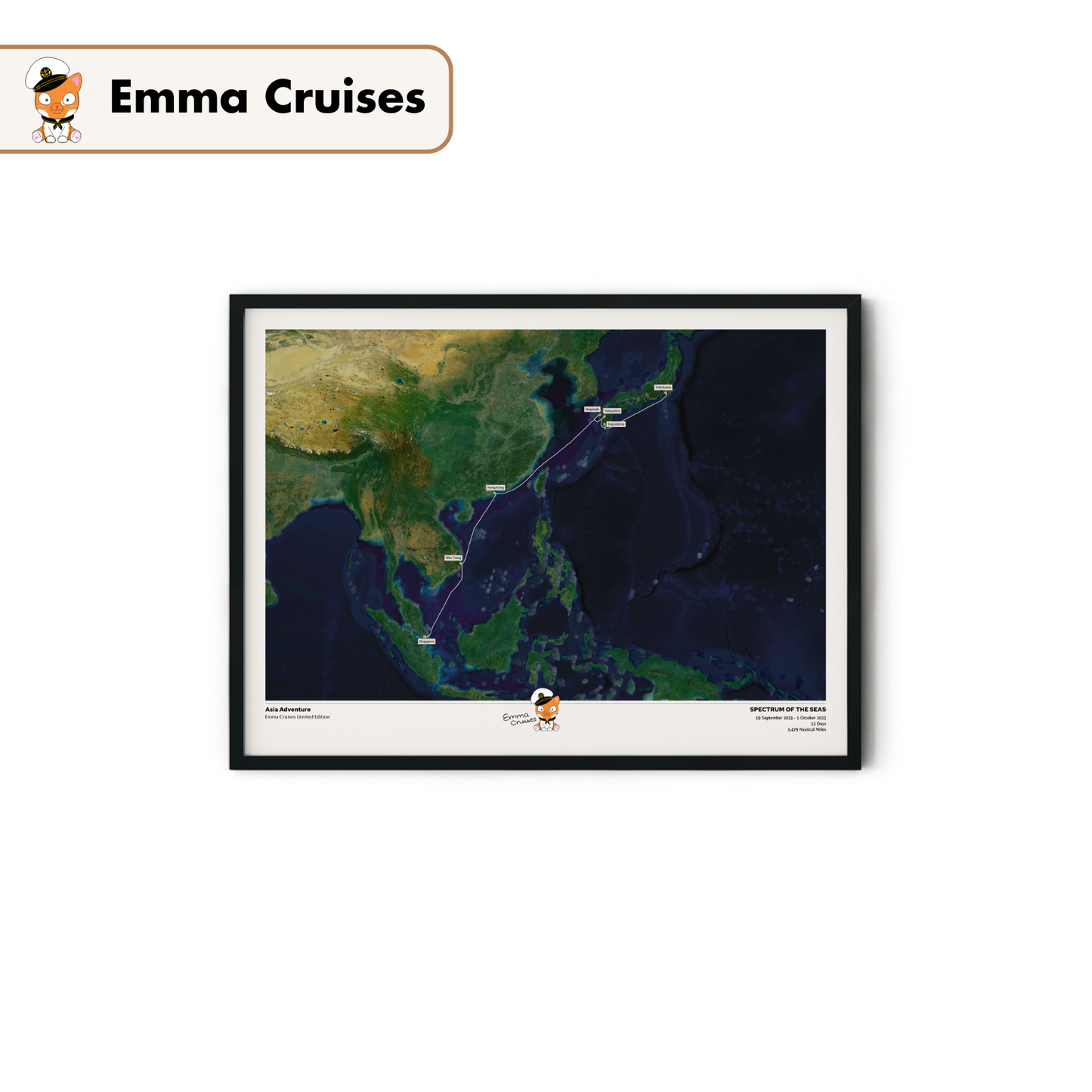 Emma Cruises Custom Cruise Map (Limited Edition) - Satellite