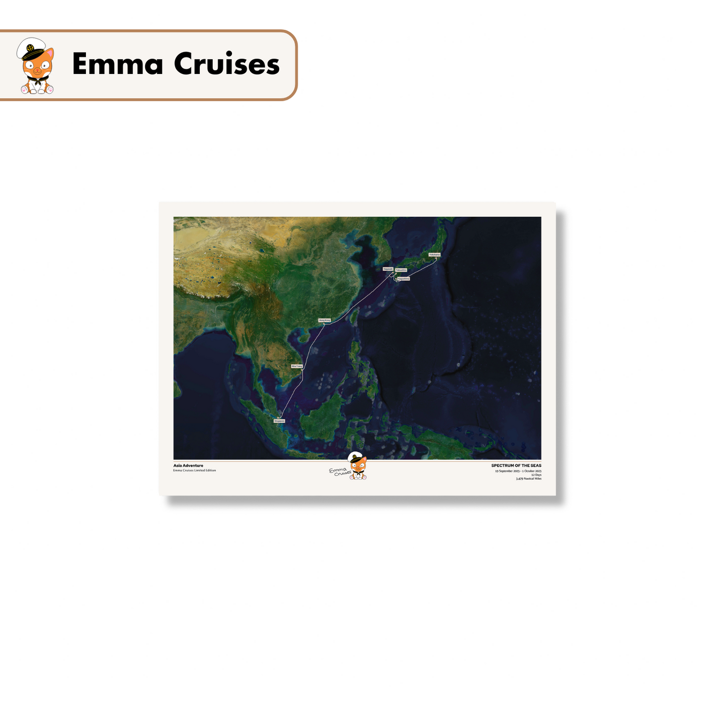 Emma Cruises Custom Cruise Map (Limited Edition) - Satellite