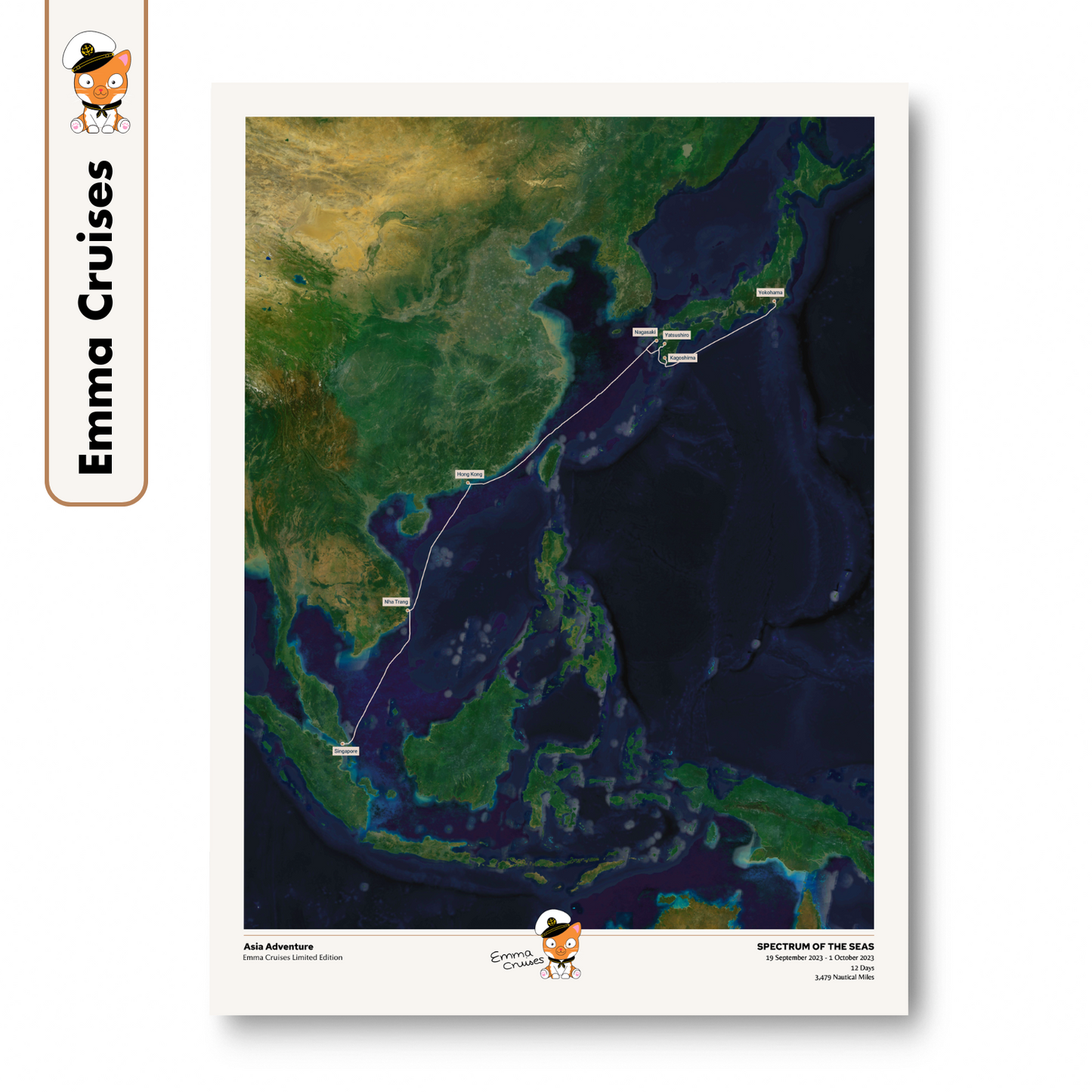 Emma Cruises Custom Cruise Map (Limited Edition) - Satellite